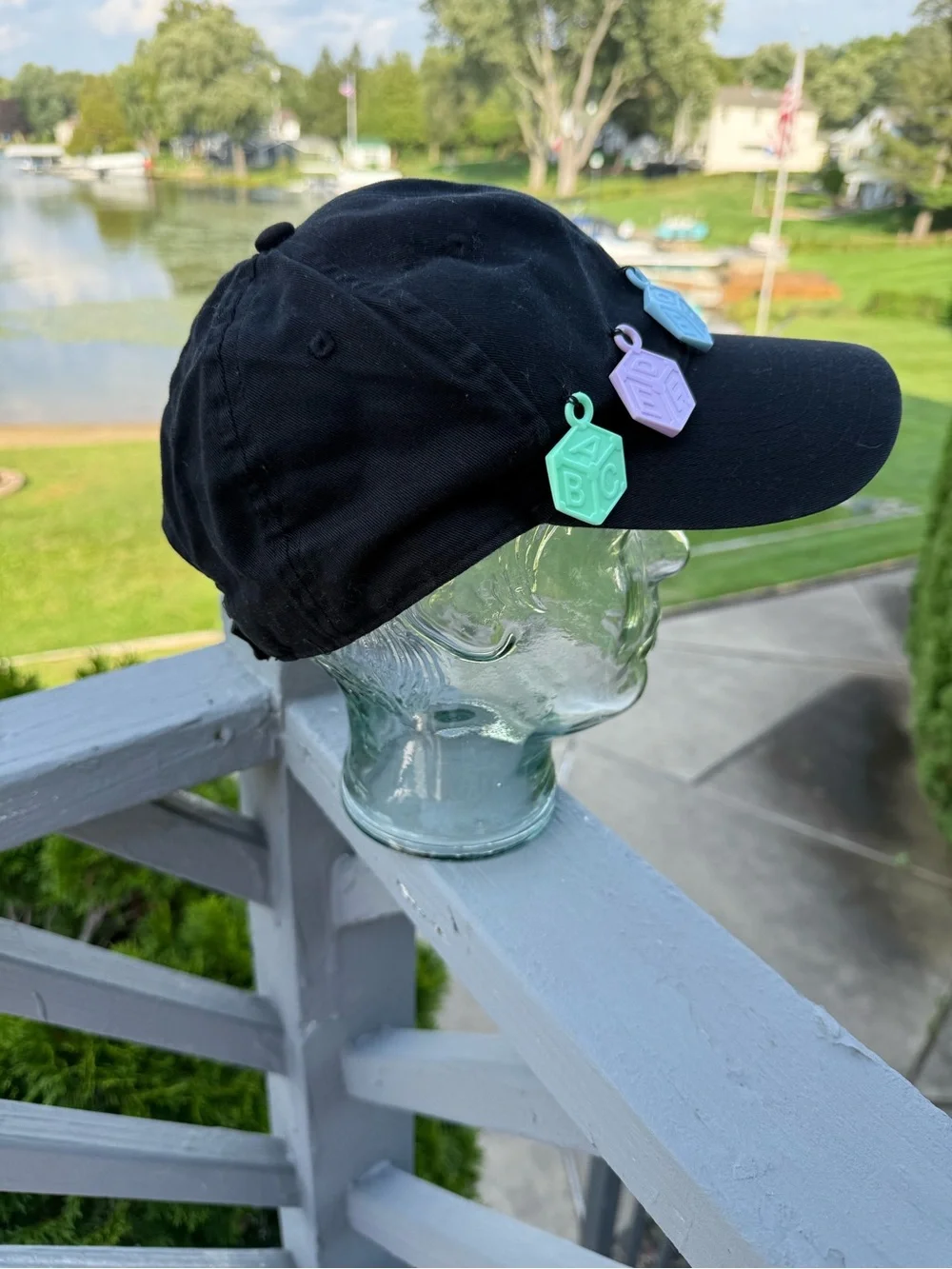 Women Black Baseball Cap with Pastel Charms one size fit all